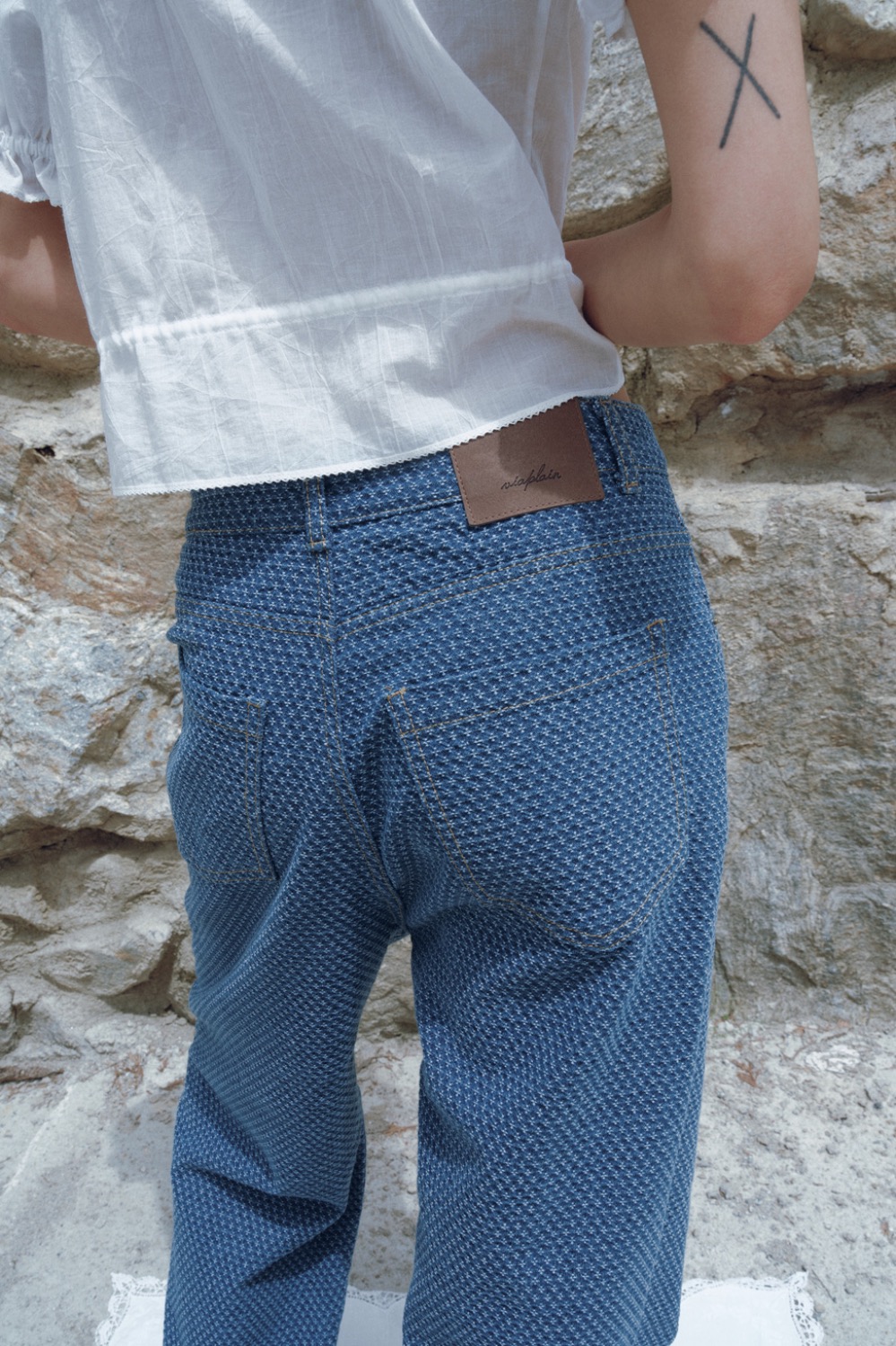 Via Range wide denim pants (Denim blue)