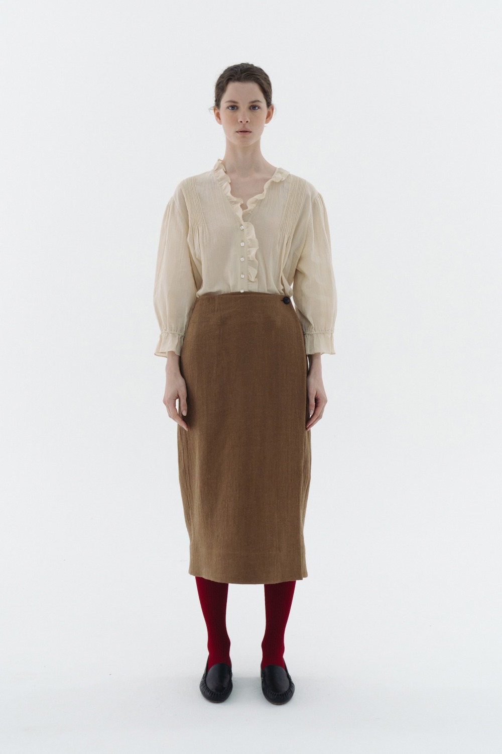 Via May wool wrap skirt (camel brown)