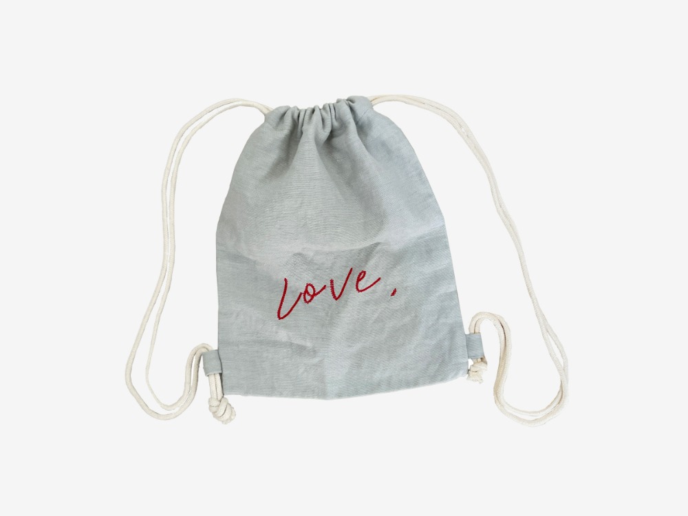 Via Love mini linen string bag (linen blue)